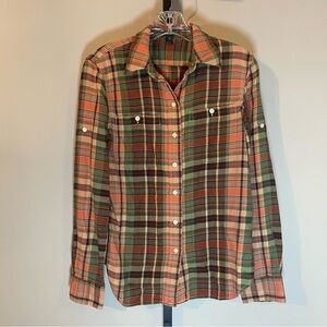 Ralph Lauren Green and Orange Plaid Shirt
